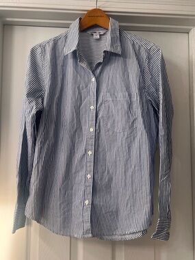 Old Navy Blue and White Striped Dress Shirt